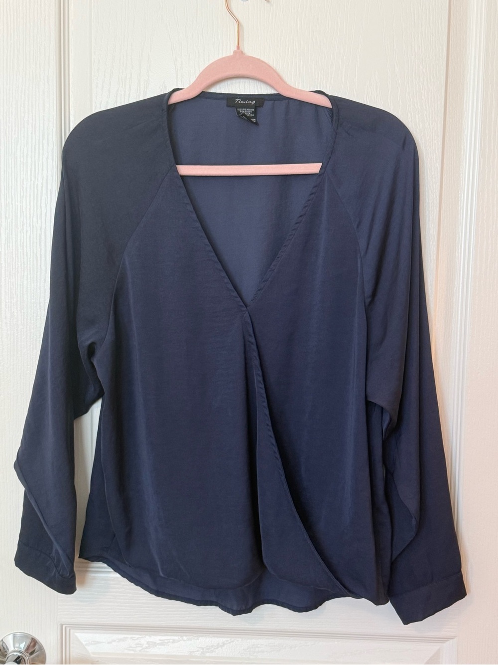 Timing Navy Blue Wrap-Front Blouse